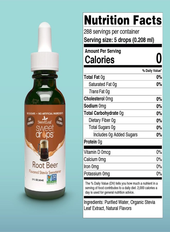 SweetLeaf Sweet Drops - Flavored Stevia Liquid Sweetener, Organic Stevia Extract, Zero Calories, Gluten Free, Keto Friendly, Non GMO, Natural Flavor, Sugar Alternative - Root Beer, 2 Fl Oz (Pack of 1) - Image 2